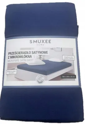 Obrázok produktu pre Smukee Prestieradlo saténové z mikrovlákna s gumičkou tmavomodré
