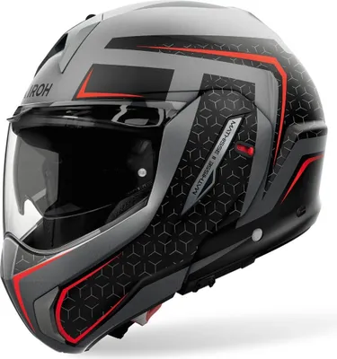 Zdjęcie produktu dla Kask z klapką Airoh Mathisse II Magnet, czarny/szary/czerwony, M (57/58)