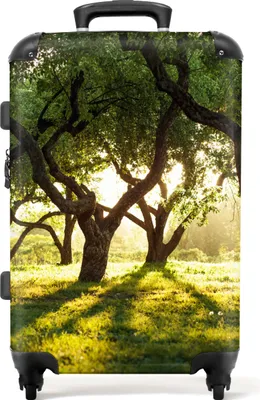 Produktbild von NoBoringSuitcases.com® Großer Koffer - Sonne - Bäume - Grün - Wald - Natur - Kombinationsschloss TSA - Hartschalen Trolley 4 Rollen - 72 liter - Reisekoffer - 66 cmKoffer Mittelgroß 67x43x25 cm, 72L,