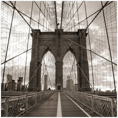 Produktbild von Wallario Magnet für Kühlschrank / Geschirrspüler, magnetisch haftende Folie - 60 x 60 cm, Motiv: Brooklyn Bridge in New York