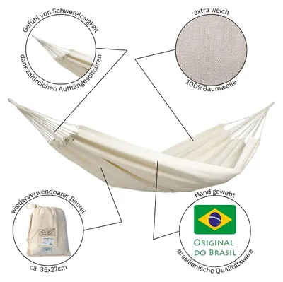 Produktbild von Amazonas Barbados Natura Hängematte 200kg 230x150cm Belastbarkeit Liegefläche