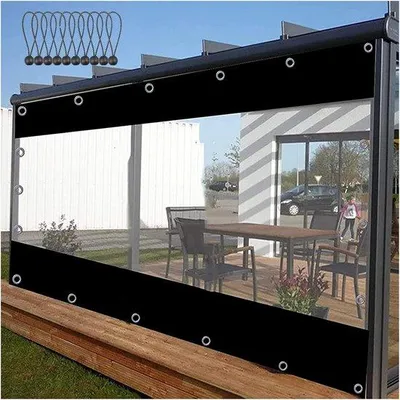 Imagen del producto de Cortina impermeable para toldo, ideal para exteriores. Panel lateral transparente para pérgola, terraza o porche