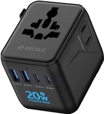Productafbeelding van “” Reisadapter Wereldwijd, Reisstekker met 2 USB-C & 2 USB-A