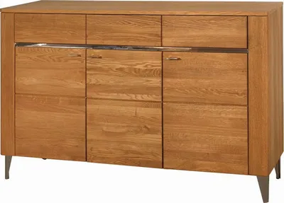 Immagine prodotto di Cassettiera Latina 155x42x91cm miele rovere massello 3 ante