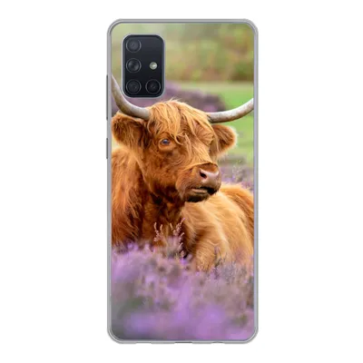 Produktbild von MuchoWow® Handyhülle Schutzhülle Hülle für Samsung Galaxy A71 Schottischer Highlander - Braun - Büsche Silikon Softcase Handy Hülle - Kartenbesitzer