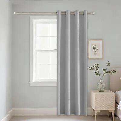 Productafbeelding van Halfdoorschijnende gordijnpanelen - set van 2 - geschikt voor woonkamer en slaapkamer - grijs - hoogte 213 cm x breedte 132 cm