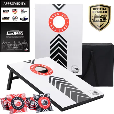 Produktbild von Offizielles Cornhole Set 90 x 60 cm – Red Zone – 2 Cornhole-Bretter – 2 x 4 Cornhole-Säckchen – Tragetasche Inklusive – MDF –  (90x60 MDF – RED ZONE) – Redzone