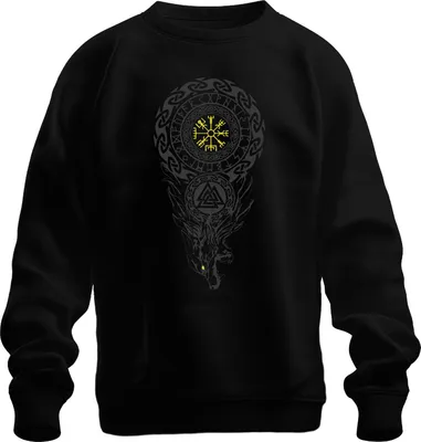Zdjęcie produktu dla Bluza Uni  Viking Vegvísir Valknut Fenriswolf Norse Runes Valhalla, czarny, XXL