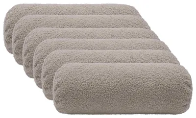 Zdjęcie produktu dla Pokrowce na poduszki vidaXL, 6 sztuk, HEERLEN, jasnoszary, średnica 15 x 40 cm, materiał bouclé