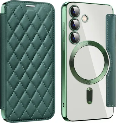 Produktbild von Für Samsung Galaxy S25 Plus 5G 360 Grad Full Body Magsafe RFID Anti Datenklau Kunst Leder Hülle Tasche Grün