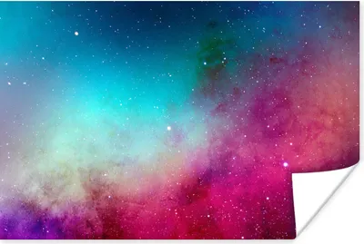 Produktbild von MuchoWow® Poster Aquarell - Sternenhimmel - Rosa - Blau 120x80 cm - Bilder