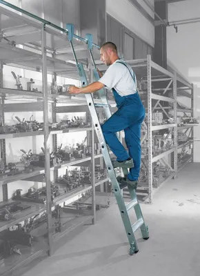 Produktbild von Günzburger Steigtechnik Stufen-Regalleiter fahrbar 6 Stufen - 041406
