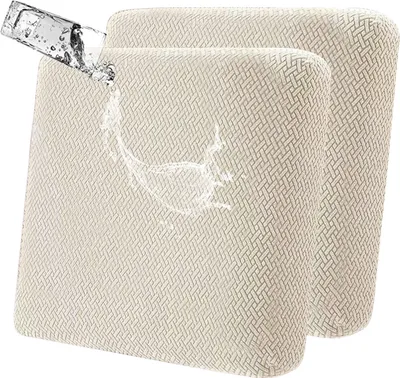 Produktbild von 2 Stück Wasserdicht Sofa Sitzkissenbezüge, Stretch Sofa Terrassen Sitzkissenbezug für Gartenmöbel,Beige