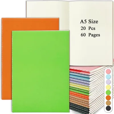 Obrázek produktu pro Blok A5, prázdný, 20 kusů, z kraftpapíru, 60 stran, 8 barev