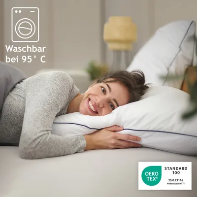 Produktbild von 2er Set Blumtal Kopfkissen 80x80 – orthopädische Nackenstützkissen – anpassbar, , Mikrofaser, waschbar, für Allergiker & Seitenschläfer