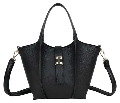 Image de Gallantry, sac cabas pour femme en simili cuir grainé avec fermoir décoratif et bandoulière, noir