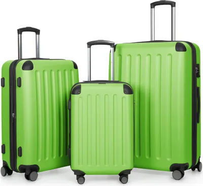 Obrázek produktu pro HAUPTSTADTKOFFER – Spree – sada 3 kusů kufrů s tvrdou skořápkou, cestovní kufry s rozšířením, sada trolley, TSA, 4 kolečka, S, M a L, jablkově zelená