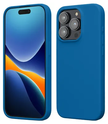 Produktbild von kwmobile Handyhülle für iPhone 15 Pro Hülle, für iPhone 15 Pro Case - Hülle Silikon - kabelloses Laden - Blue Reef
