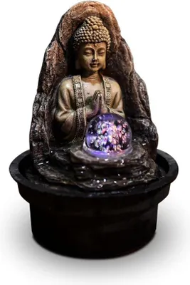 Produktbild von Innen-Tischbrunnen mit LED Beleuchtung beige braun 18cm