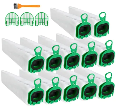 Produktbild von 12 Stück Staubbeutel für Vorwerk Kobold VB100,Staubsaugerbeutel,Mit 3 Motorfiltern, 1 Bürsten, Staubbeutel für Vorwerk Kobold VB100 VB 100 FP100 FP 100 Akku-Staubsauger