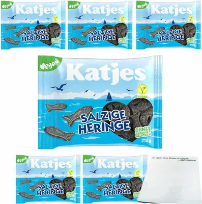 Produktbild von Katjes Salzige Heringe 6er Pack (6x210g Packung) + usy Block