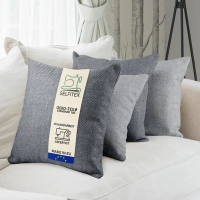 Produktbild von Selfitex Sofakissen, 40x40 4er Set mit Füllung und Bezug, weiche Couchkissen, strukturierter Polsterstoff, inkl. Kissenfüllung, Farbe: Grau