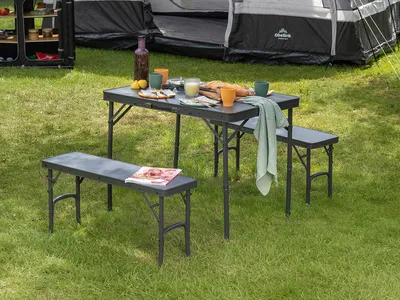 Produktbild von CamPart Travel TA-0870 Picknicktisch Maine, 4 Sitz(e), Eingebaute Sitze, Stahl, Schwarz, 10,9 kg, Höhenverstellung