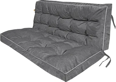 Obrázok produktu pre Hollywood Swing Cushion plus 2X malý vankúš - Vankúše na sedenie Záhradný nábytok Nepremokavá tkanina s certifikátom a priloženými popruhmi - Tmav siv