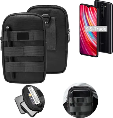 Produktbild von K-S-Trade Holster Gürtel Tasche kompatibel mit Xiaomi Note 8 Pro Handy Tasche Schutz Hülle dunkel-grau viele Fächer, 1x