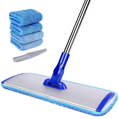 Zdjęcie produktu dla Mop do podłóg z mikrofibry - w zestawie 4 wymienne nakładki i szczotka