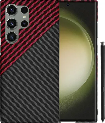 Productafbeelding van Techsuit Carbonite FiberShell achterhoes voor de Samsung Galaxy S23 Ultra - Rood/Zwart