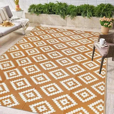 Productafbeelding van Famanu buitentapijt, 150 x 245 cm - omkeerbaar, UV-bestendig, bruin-beige