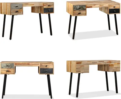 Image de vidaXL Bureau Teck massif recyclé 110 × 50 × 76 cm - Bureau - Bureaux - Table de travail - Tables de travail