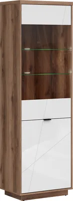 Produktbild von Vitrine Sven mit 2 Türen, Weiß und Holzoptik, 201cm