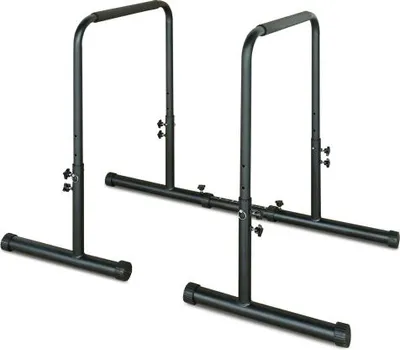 Produktbild von Adjustable Height Parallel Bars Gym Schwerlast Stahl Doppelstangen Rutschfesten Griffen 550lbs Gymnastik Liegestuetzgriffe Liegestuetzgriffe Schwarz
