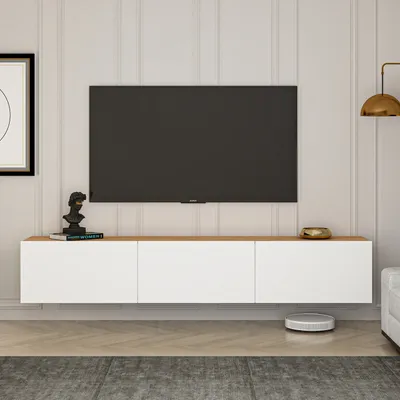 Image de Skye Decor, West - White, Atlantic Pine, Armoires de télévision, blanc, 150 x 30 x 32 cm