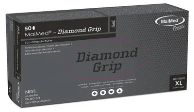 Produktbild von 10x MaiMed-Diamond Grip black Gr. XL, unst., 50St/B | Box (50 Stück)