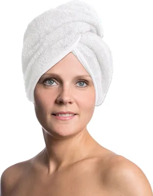 Produktbild von Haarturban / Kopfhandtuch aus Baumwolle, 64 cm, weiß