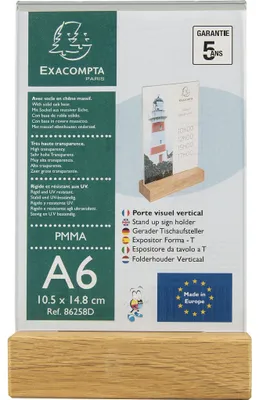 Image de Exacompta 10x Porte-visuel avec socle en bois vertical A6 Cristal 86258D