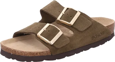 Produktbild von Rohde Damen Pantolette aus Veloursleder mit verstellbaren Schnallen Alba 5590, Größe:37 EU, Farbe:Grün