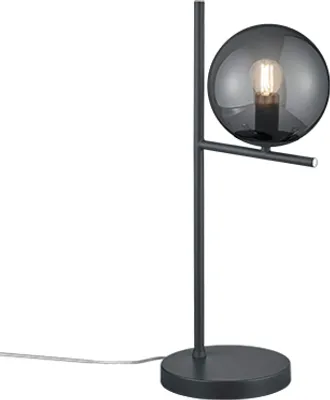 Immagine prodotto di Lampada da comodino di design, antracite, con paralume sferico in vetro fumé, per la camera da letto