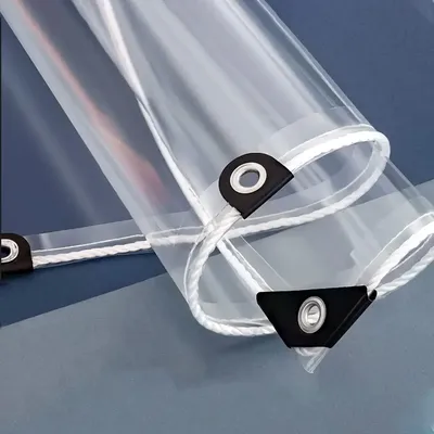 Zdjęcie produktu dla Przezroczysta plandeka 3 x 3 m, wodoodporna, wykonana z PVC o grubości 0,35 mm, z oczkami