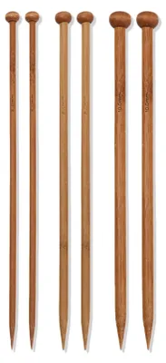 Produktbild von Set mit 6 Stricknadeln aus Holz und Bambus, 25 cm lang, 6 mm, 8 mm, 10 mm