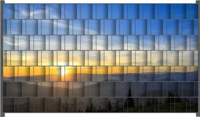 Produktbild von Wallario Zaunsichtschutz mit Motiv Sonnenaufgang über dem Schwarzwald für Ein- und Doppelstabmatten Zäune in der Größe 250 x 140 cm