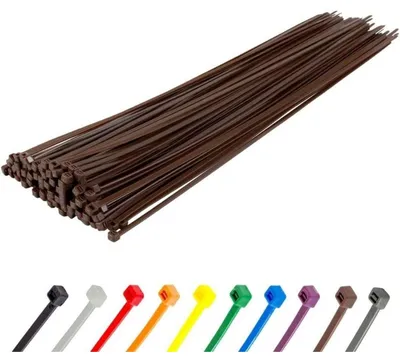 Obrázek produktu pro Kabelové svorky, nylon, 370 x 7,6 mm, barva: hnědá, 100 kusů, pevnost v tahu: 54,4 kg