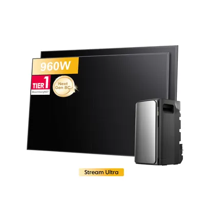 Produktbild von Powerness Balkonkraftwerk mit Speicher EcoFlow Stream Ultra All-in-One 1920Wh Speicher 4 MPPT mit 960W Bifazial Solarmodule (0% MwSt)