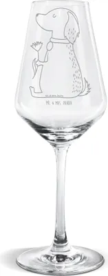 Produktbild von Mr. & Mrs. Panda Weinglas Hund Blume - Transparent - Geschenk, Weißweinkelch, Sprüche, Für Weißwein, Hundemama, Glas, Hunde, Süß, wein