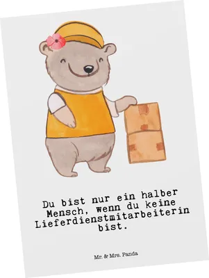 Produktbild von Mr. & Mrs. Panda Grußkarte Lieferdienstmitarbeiterin Herz - Weiß - Geschenk, Ansichtskarten, Spruch, Lustig, Witzig, Pizzabringdienst, Postkarten, Postkarte, Fotokarte