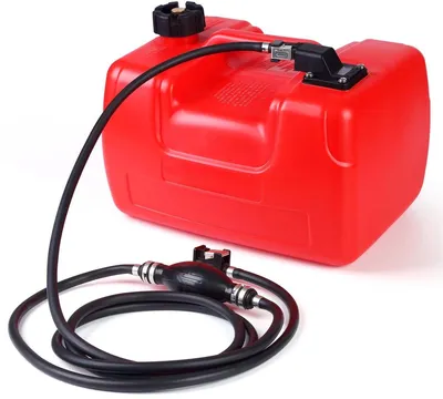 Productafbeelding van Marine brandstofoverdrachtstank 12 liter – Draagbare benzinetank voor buitenboordmotoren en boten – Met 9,244 meter slang en handgreep – Universeel