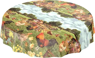Produktbild von Tischdecke Wachstuch Tiere Grün Robust Wasserabweisend Rund 100 cm